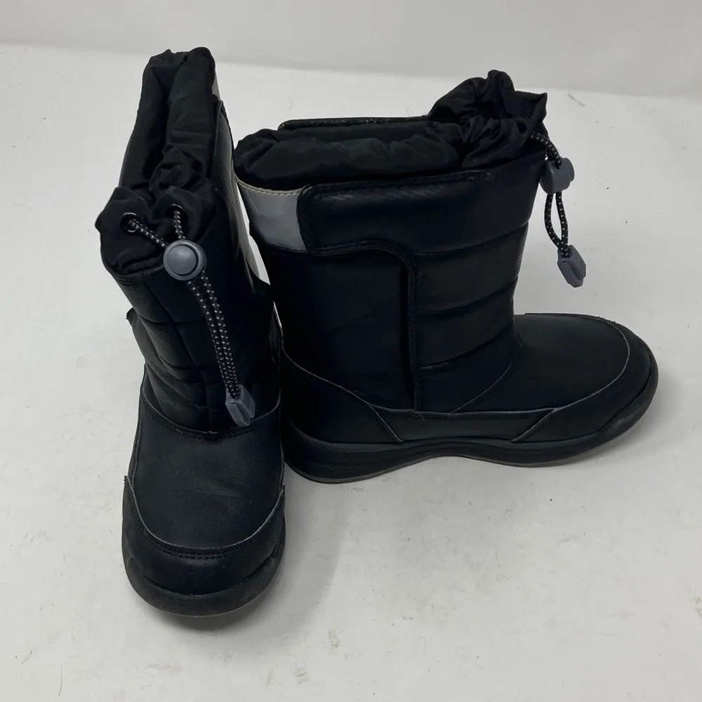 Lands’ End Youth Black Winter Boots US 11M – Hook & Loop, Drawstring Top